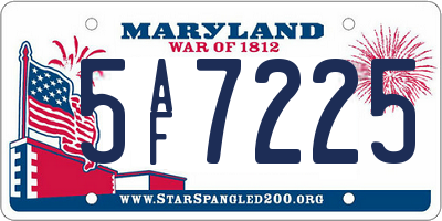 MD license plate 5AF7225