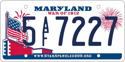 MD license plate 5AF7227