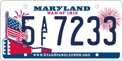 MD license plate 5AF7233