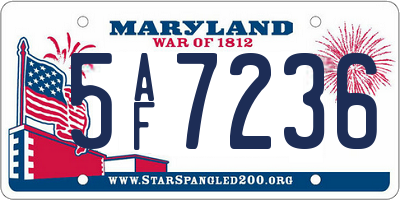 MD license plate 5AF7236
