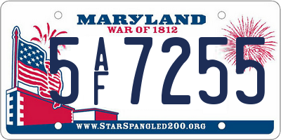 MD license plate 5AF7255