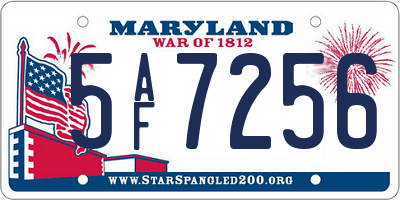 MD license plate 5AF7256