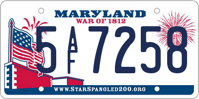 MD license plate 5AF7258