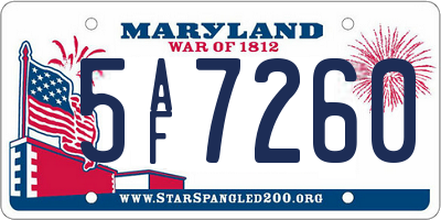 MD license plate 5AF7260