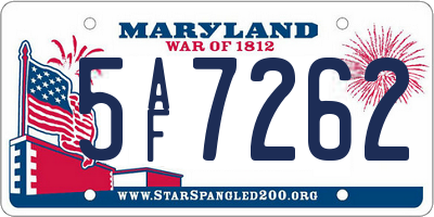 MD license plate 5AF7262