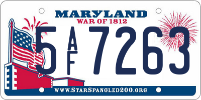 MD license plate 5AF7263