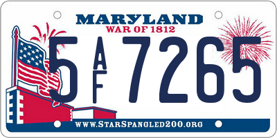 MD license plate 5AF7265