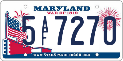 MD license plate 5AF7270