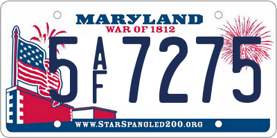 MD license plate 5AF7275