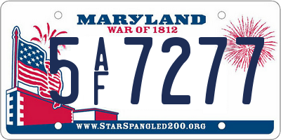 MD license plate 5AF7277