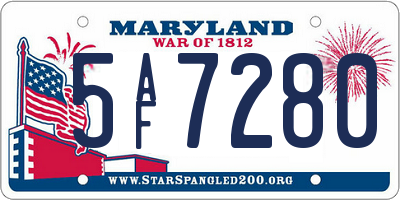 MD license plate 5AF7280