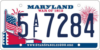 MD license plate 5AF7284