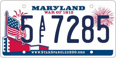 MD license plate 5AF7285