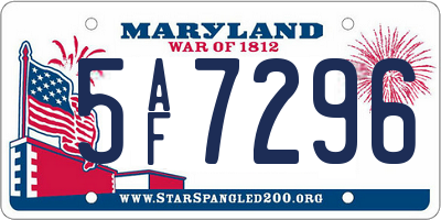 MD license plate 5AF7296