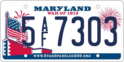 MD license plate 5AF7303