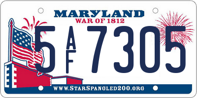 MD license plate 5AF7305