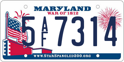 MD license plate 5AF7314