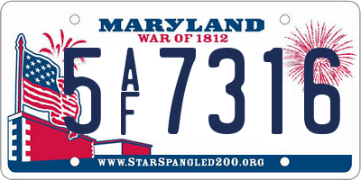 MD license plate 5AF7316