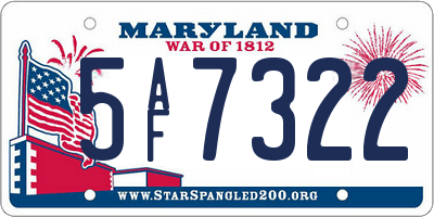 MD license plate 5AF7322