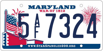 MD license plate 5AF7324