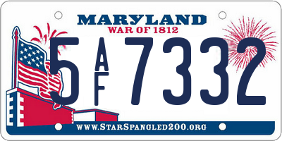 MD license plate 5AF7332