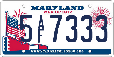 MD license plate 5AF7333