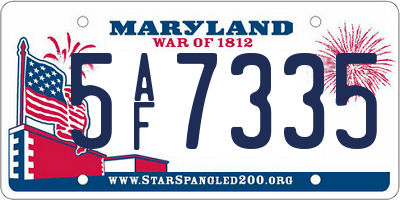 MD license plate 5AF7335