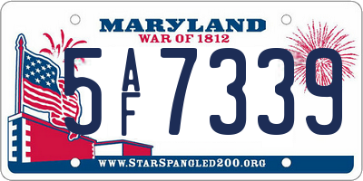 MD license plate 5AF7339