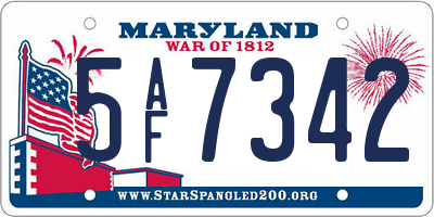 MD license plate 5AF7342