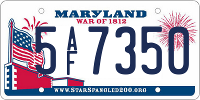 MD license plate 5AF7350