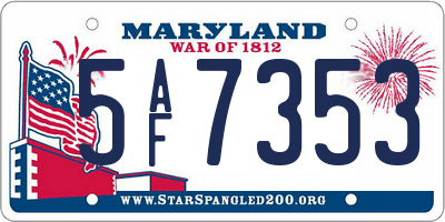 MD license plate 5AF7353
