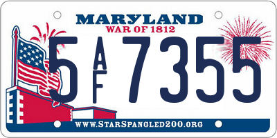 MD license plate 5AF7355