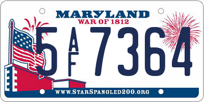 MD license plate 5AF7364