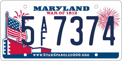 MD license plate 5AF7374