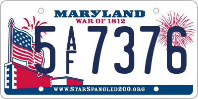 MD license plate 5AF7376