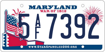 MD license plate 5AF7392
