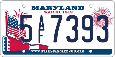 MD license plate 5AF7393