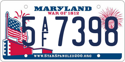 MD license plate 5AF7398