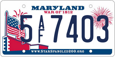 MD license plate 5AF7403