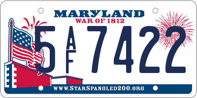 MD license plate 5AF7422