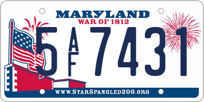 MD license plate 5AF7431