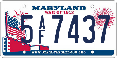 MD license plate 5AF7437