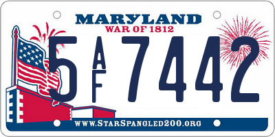 MD license plate 5AF7442