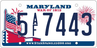 MD license plate 5AF7443