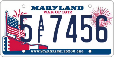 MD license plate 5AF7456