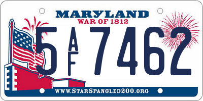 MD license plate 5AF7462