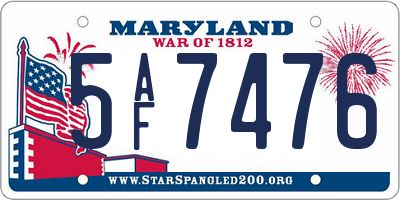 MD license plate 5AF7476