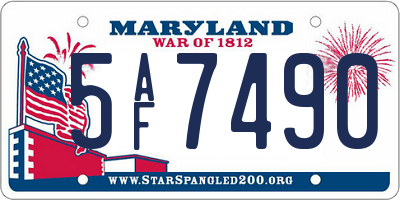 MD license plate 5AF7490