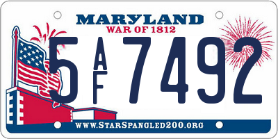 MD license plate 5AF7492