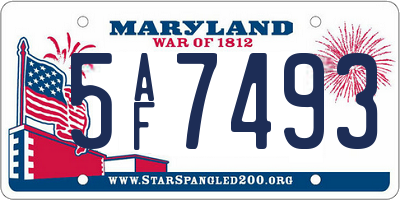 MD license plate 5AF7493